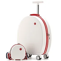 tourtier 20 Inch Travel Medium Trolley Luggage Polycarbonate Cabin Bag With Double Spinner Rolling Wheels (White),58 Centimeters image 1