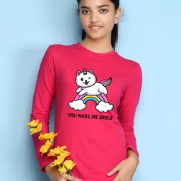 NUSYL Girls Pack of 3 Pink & Yellow Printed T-shirt image 2