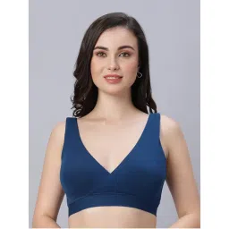 Mamma's Maternity Royal Blue Solid Antimicrobial Bamboo Fabric Padded Maternity Nursing Bra-picture-13