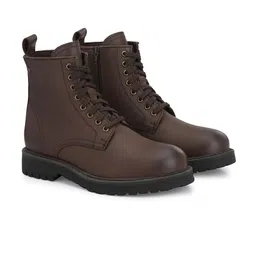 Delize Men Black Solid Leather Biker Boots-image-28