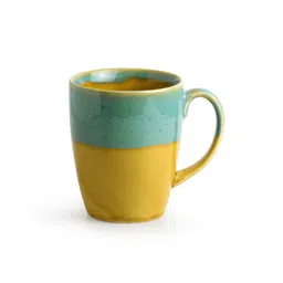 ExclusiveLane Set of 4 Yellow Blue River Rims Glazed Ceramic Coffee Mugs image 3