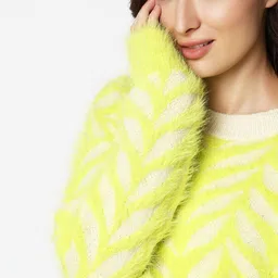 Vero Moda Self Design Pullover Sweater with Fuzzy Detail image 3