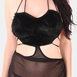 Be You Halter Neck Heart Shape Net Baby Doll With Briefs image 4