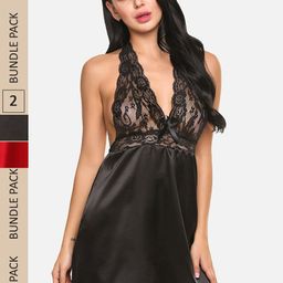 FIMS Pack of 2 Satin Halter Neck Baby Doll-picture-37