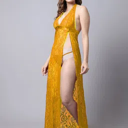 PIBU Pack Of 2 Self Design Halter Neck Net Baby Doll image 2