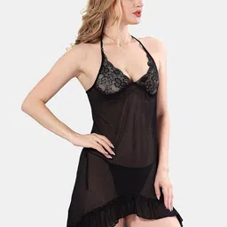 Be You Halter Neck Net Baby Doll With Briefs image 5