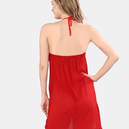 Be You Self Design Halter Neck Net Baby Doll With Brief image 5