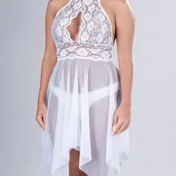 Herryqeal Pack Of 2 Self Design Halter Neck Net Baby Doll image 2