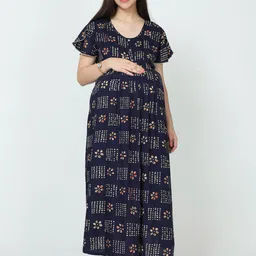 9shines Label Printed Maxi Maternity Feeding Nightdress-picture-16