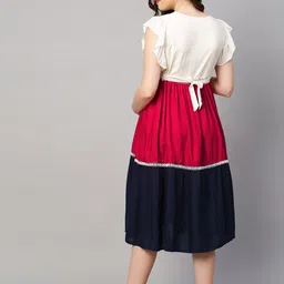 MomToBe Colourblocked Maternity A-Line Sustainable Tiered Dress image 3