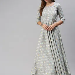 Vinya Ethnic Motifs Printed Round Neck Fit & Flare Dress image 5