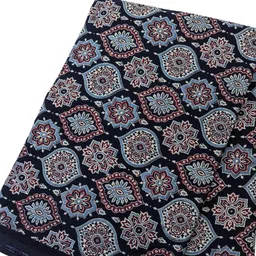 aanandi Cotton Unstitched Ajrakh Fabric - Perfect For Cotton Kurti, Ladies Suit, Salwar Suit, Pant, Blouse Material, Gown, Palazzo (2.5m, Blue) image 4