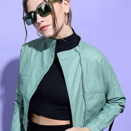 Tokyo Talkies Women Olive Green Crop Sporty Jacket-picture-29