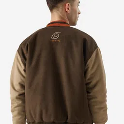 The Souled Store Burgundy Uzumaki Printed Lightweight Pure Cotton Varsity Jacket image 4