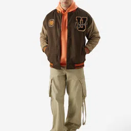 The Souled Store Burgundy Uzumaki Printed Lightweight Pure Cotton Varsity Jacket image 5