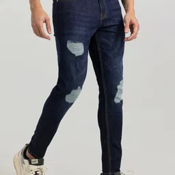 Snitch Men Skinny Fit Mildly Distressed Light Fade Stretchable Jeans image 2