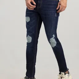 Snitch Men Skinny Fit Mildly Distressed Light Fade Stretchable Jeans image 3