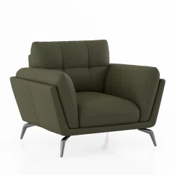 urban ladder Vetra 1 Seater Leather Sofa In Olive image 2