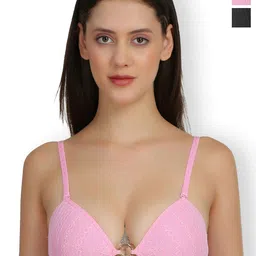 SELFCARE Pack Of 2 Self Design Lightly Padded Plunge Bras With All Day Comfort-picture-13