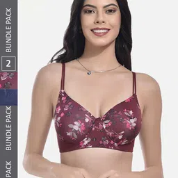 StyFun Pack Of 2 Printed Full Coverage Lightly Padded T-shirt Bra With All Day Comfort-picture-38