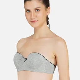 Poftik Bandeau Bra Half Coverage Underwired Heavily Padded image 4