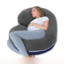 DADDY COOL Grey & Dark Blue Lightweight Dual Colour C Shaped Maternity Pillow-image-95