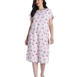 Zivame Women Knit Poly Mid Length Heavenly Pink NightDress-picture-33