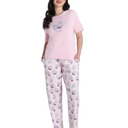 Zivame Women Cup Cake Knit Poly Heavenly Pink T-Shirt and Pyjama-picture-25