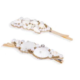 hair drama co. HAIR DRAMA COMPANY Women Gold-Toned Set of 2 Embellished Bobby Pins image 4