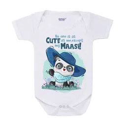 KNITROOT Infant Kids White & Blue Printed Cotton Bodysuit-picture-19