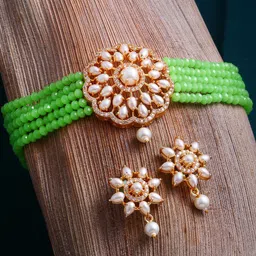 ZENEME Gold-Plated Pearl Beaded Jewellery Set image 1