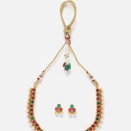 ZENEME Gold-Plated Cubic Zirconia-Studded Jewellery Set image 2