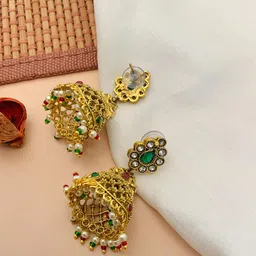 ABDESIGNS Gold-Plated Kundan-Studded & Beaded Meenakari Jewellery Set image 4