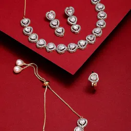 Kennice Gold-Plated AD-Studded Jewellery Set-image-27