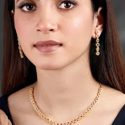 Peora Gold Plated Cubic Zirconia-Studded Jewellery Set-picture-22