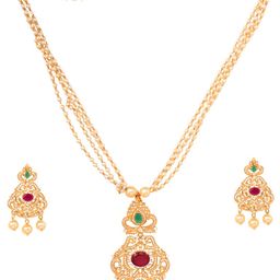 Saraf RS Jewellery Gold-Plated Green & Red AD-Studded Jewellery Set-picture-7