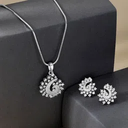 Peora Silver-Plated Cubic Zirconia Studded Jewellery Set image 1