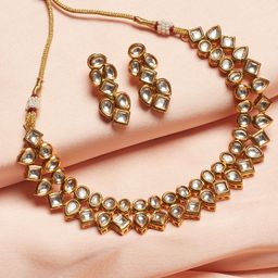 Voylla Gold-Plated Stone-Studded & Beaded Jewellery Set-picture-12