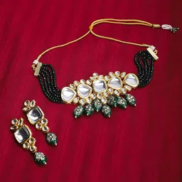 The Pari Gold-Plated Stone-Studded & Beaded Jewellery Set-image-62