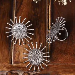 VENI Oxidised Silver-Plated Coin Shaped Jewellery Set-picture-39