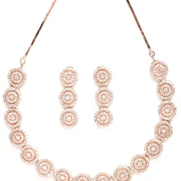 KARATCART Rose Gold-Plated CZ-Studded Jewellery Set image 2