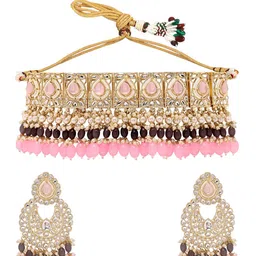 Priyaasi Gold-Plated Kundan Stone Studded Jewellery Set image 2