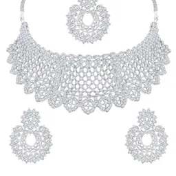 Shining Diva Silver-Plated Crystal Studded Jewellery Set image 2