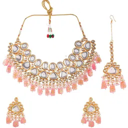 Silvermerc Designs Gold-Plated Kundan-Studded & Beaded Jewellery Set image 3
