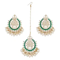 Anvik Gold-Plated Kundan & Beaded Jewellery Set image 2