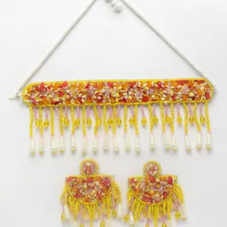 Moedbuille Silver-Plated Pearl Beaded Tasselled Jewellery Set image 3