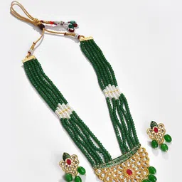 Anouk Gold-plated Kundan-studded & Beaded Jewellery Set image 2