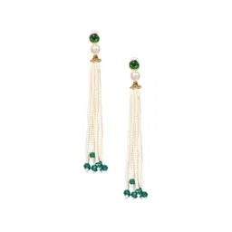 PATOLA BY VJ Gold-Plated Artificial Stones and Beads Beaded-Studded Jewellery Set image 5