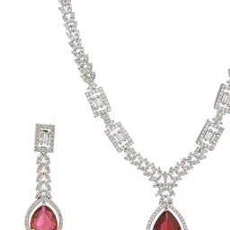 Jazz and Sizzle Silver Plated American Diamond Jewellery Set image 3