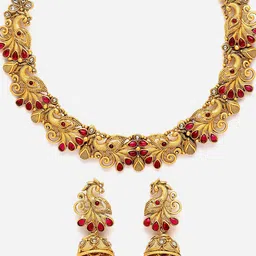 PANASH Gold Plated Artificial Stones and Beads Jewellery Set image 3